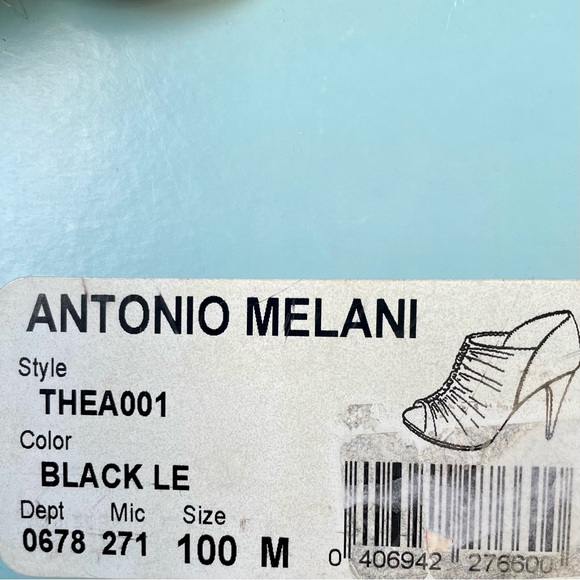 ANTONIO MELANI THEA WOMENS ANKLE BOOTIE BLACK LEATHER PEEP TOE HIGH HEELS BOOTS - Picture 8 of 11